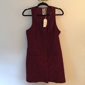 Maroon corduroy button down dress